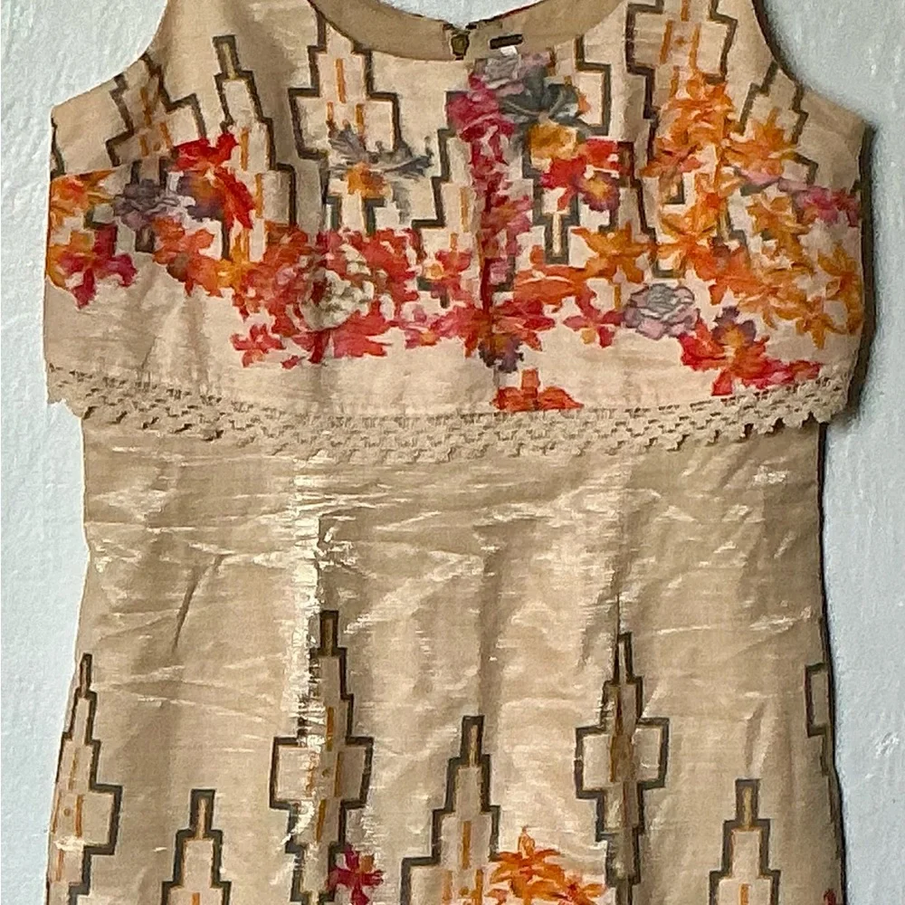 Free People The Big Bang Gold Sheen Tea Combo Mini Dress‎ - Picture 9 of 9